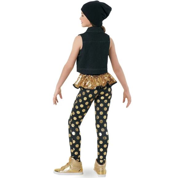 Dance Costume Medium Child Gold Weissman 9724 Jazz Sequin Unitard - Picture 4 of 4